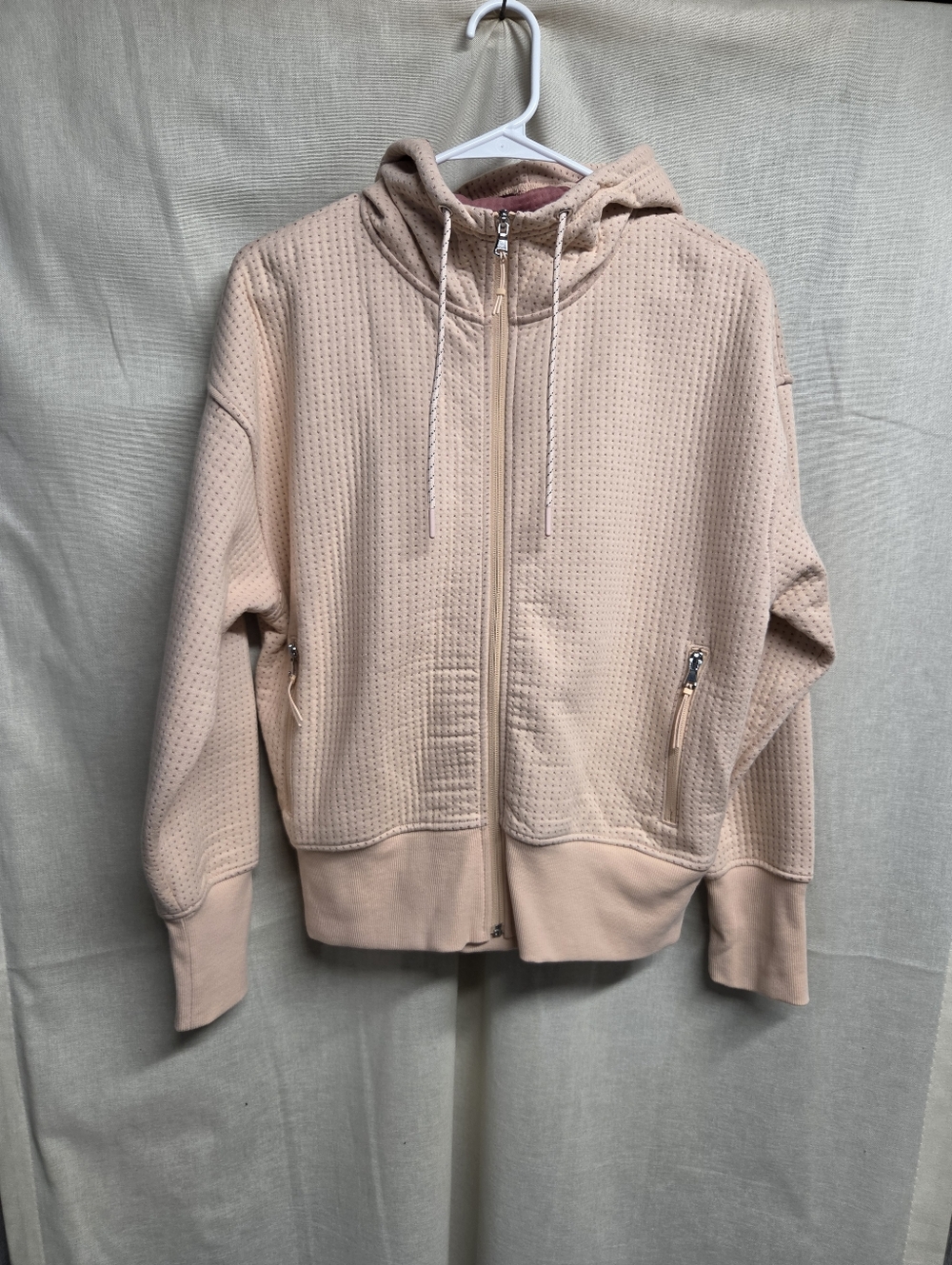 Old Navy Women's Light Pink Waffle Zip Hoodie
